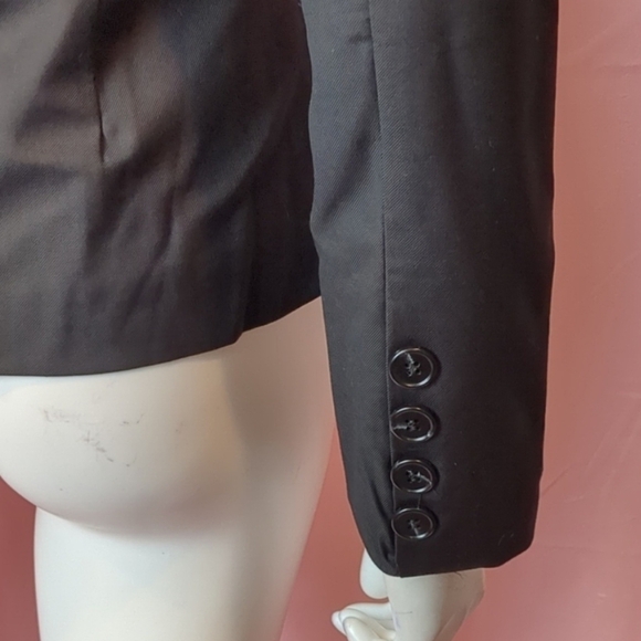 Black Asymmetrical Side Zip Blazer Jacket with Faux Buttons Detail size Small - Picture 5 of 8